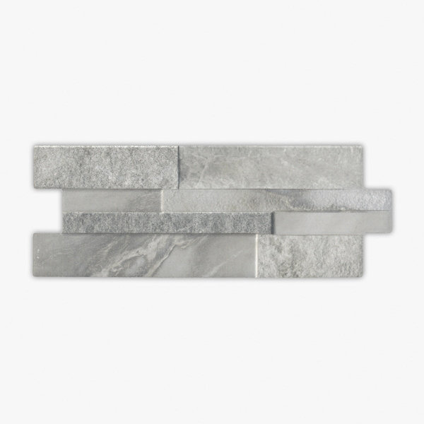 Marbleworks Grey Matte 6 1/4x15 3/4 Interlocking Porcelain Ledger Panel