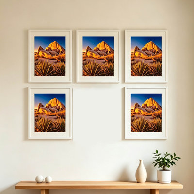 Ensemble de 5 cadres photo 8×10, cadres muraux en PVC avec verre PS et passe-partout sans acide – Affichage horizontal/vertical pour photos, œuvres d'art, certificats