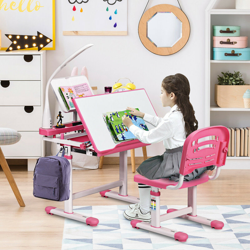 Arispe 26'' Art Desk Chair Set, Pink