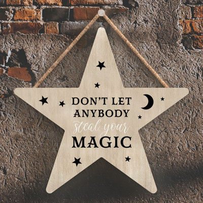 Witch Dont Let Anybody Wooden Star Plaque