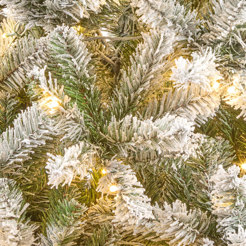 2.1m Pre-lit Flocked Woodcote Spruce Christmas Tree