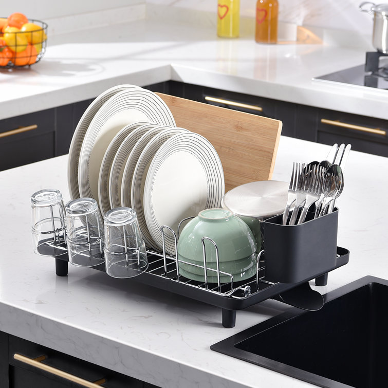 KINGRACK Small Expandable Dish Rack, Compact Dish Drying Rack with