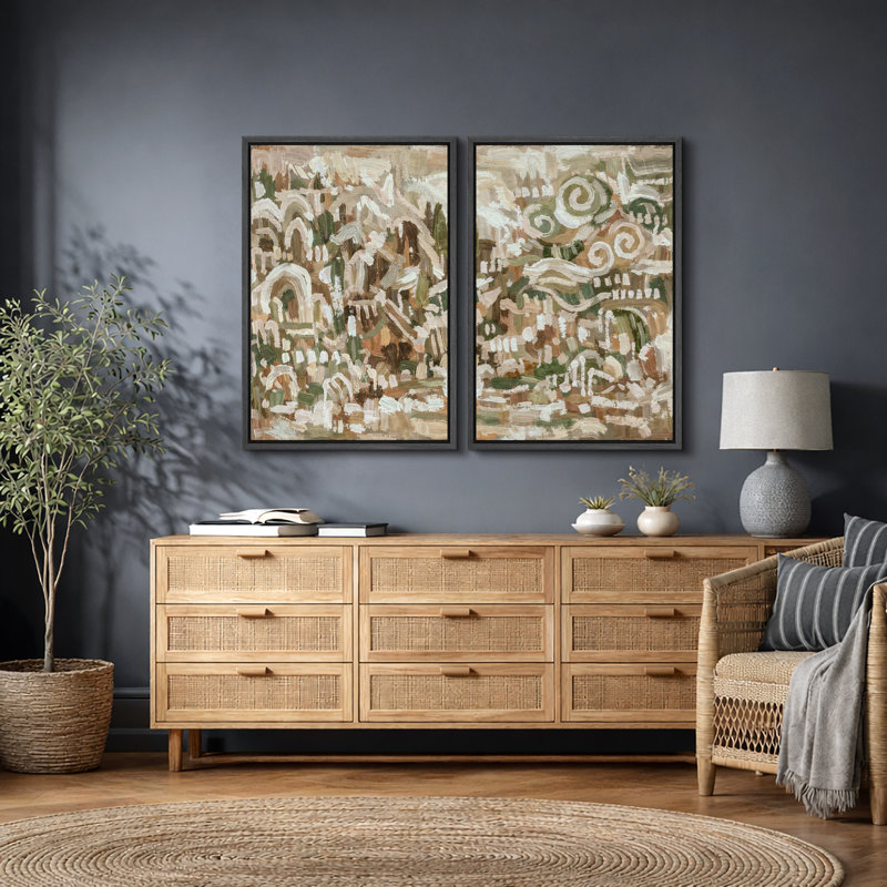 Œuvre de terre, reproduction de giclée sur toile encadrée, H 36 po x l 48 po, Cadre flottant noir