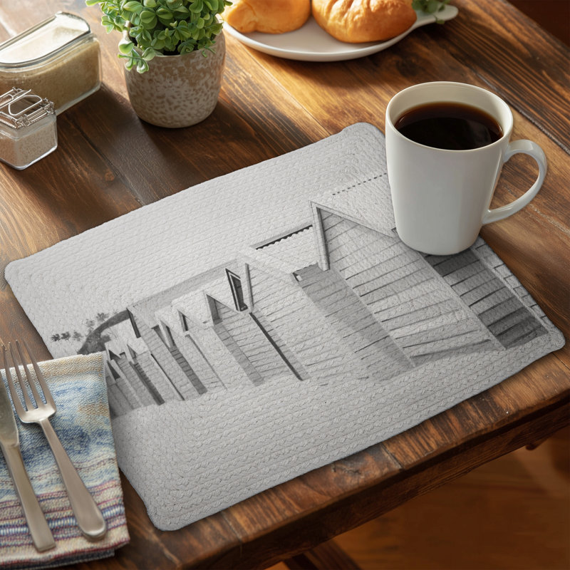 Beach Cabins Braided Polyester Placemats Set of 4 - Home Decor