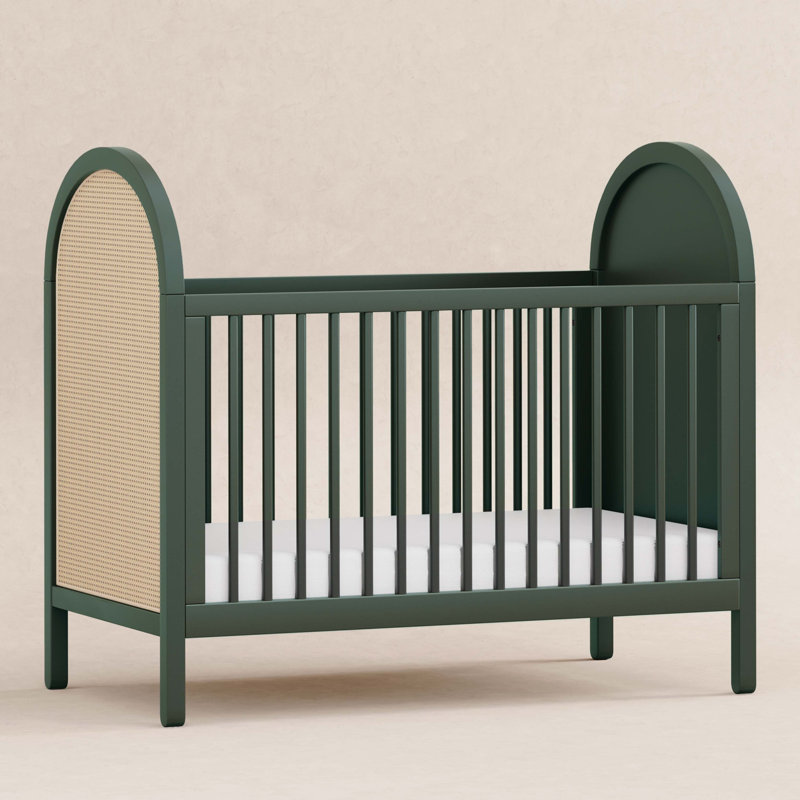 Bondi Cane 3-in-1 Convertible Crib, Forest Green w/ Natural Cane