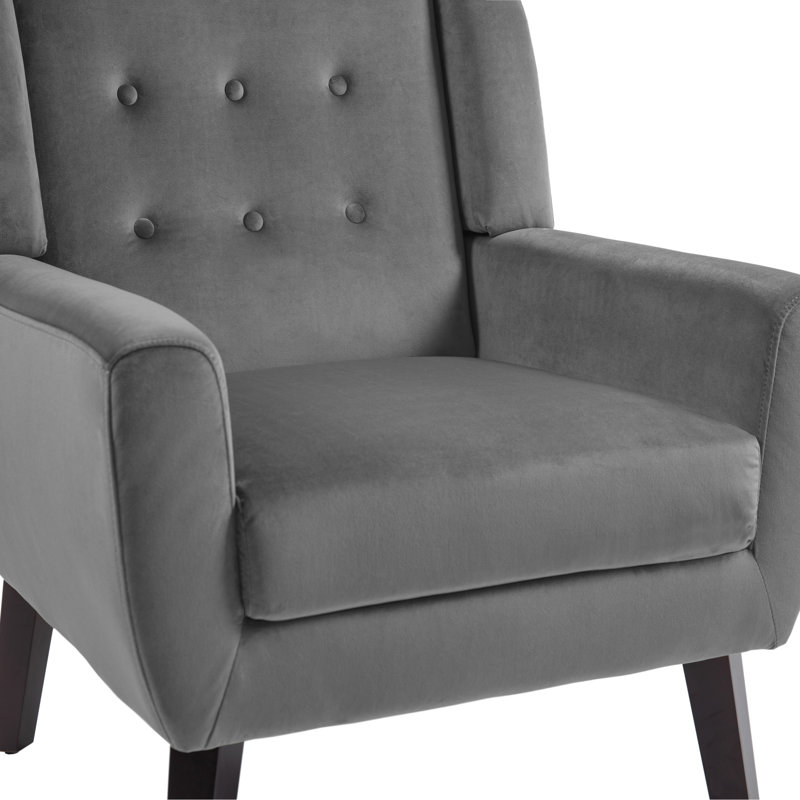 Stephanny Upholstered Armchair, Gray Velvet