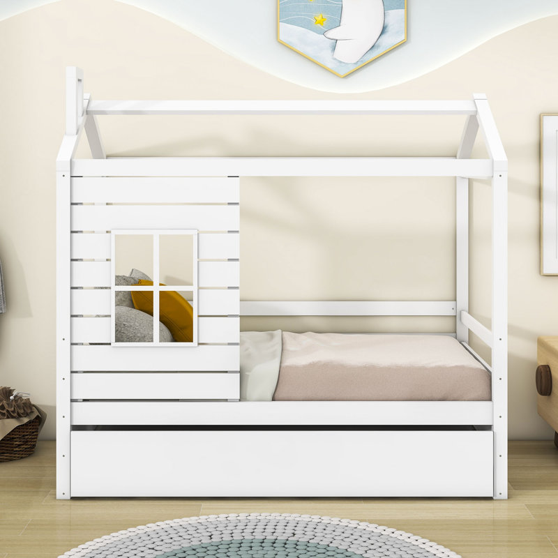Balqees Twin Size House Daybed with Trundle, White