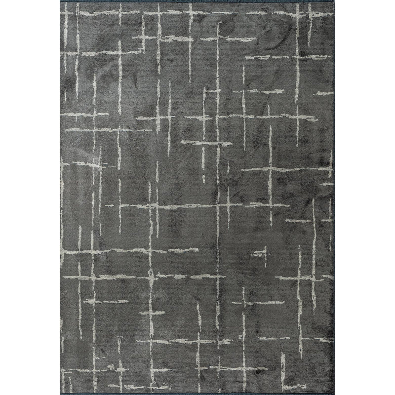 Rapture Abstract Area Rug in Gray, Square 9'
