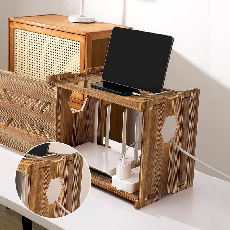 Tablette de rangement en bois en bois, Brun