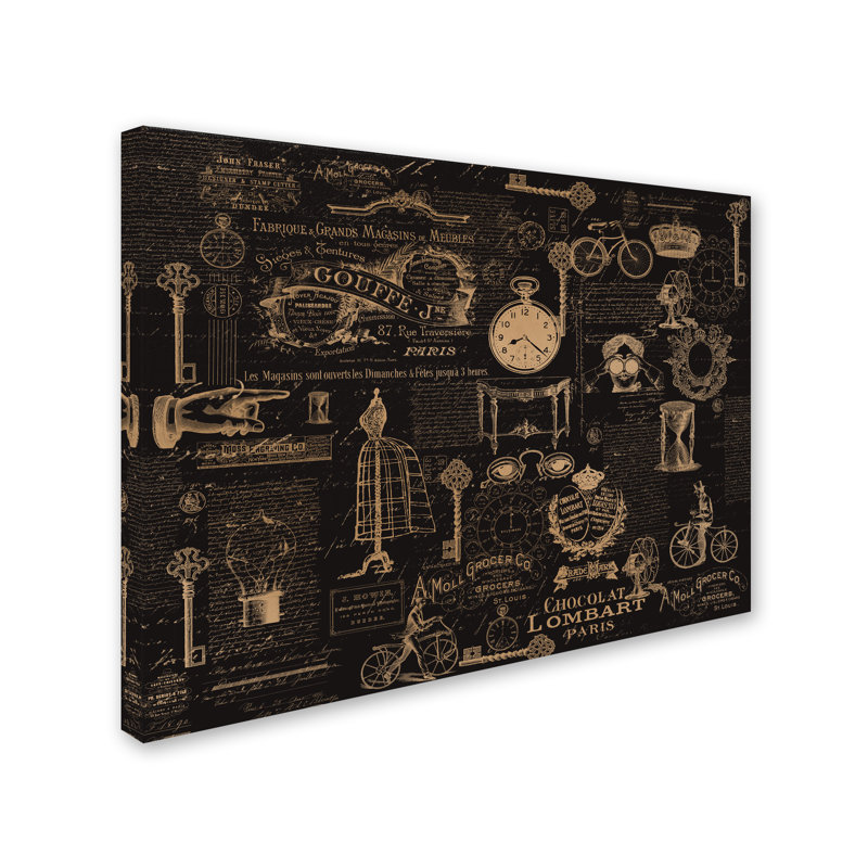 Vintage Steampunked - reproduction d'art textuel sur toile, H 24 po x l 32 po