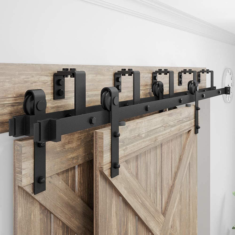 Poignée en acier au carbone robuste noir Pour porte de cuisine coulissante  placard droit poignées de porte en bois