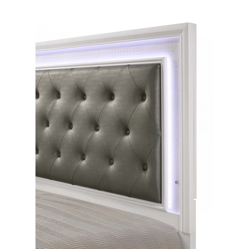 Lit à panneau tapissier 1pc (seulement lit), Simple, Blanc
