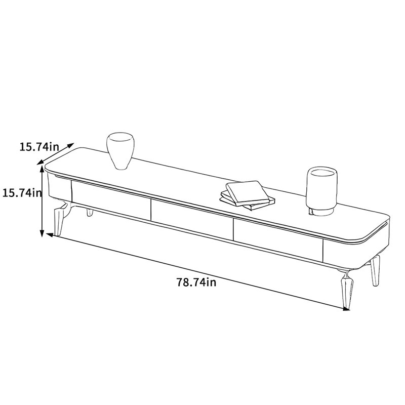 Meuble télé avec grands tiroirs de rangement, H 15,74 po x L 78,74 po x l 15,74 po