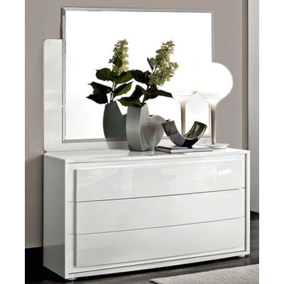 Springville Casa Bianca White Dresser Mirror | Modern High Gloss Bedroom Mirror