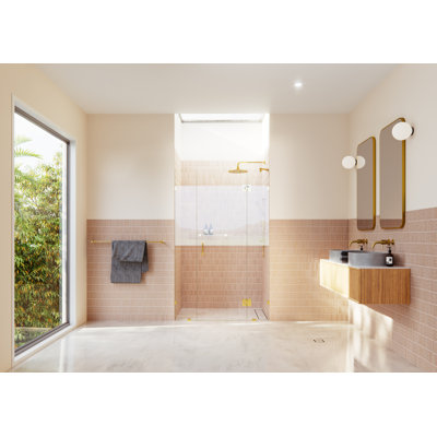 Stellar 54.75 in. W x 78 in. H Fully Frameless 3 Panel Inline Glass Hinged Shower Enclosure