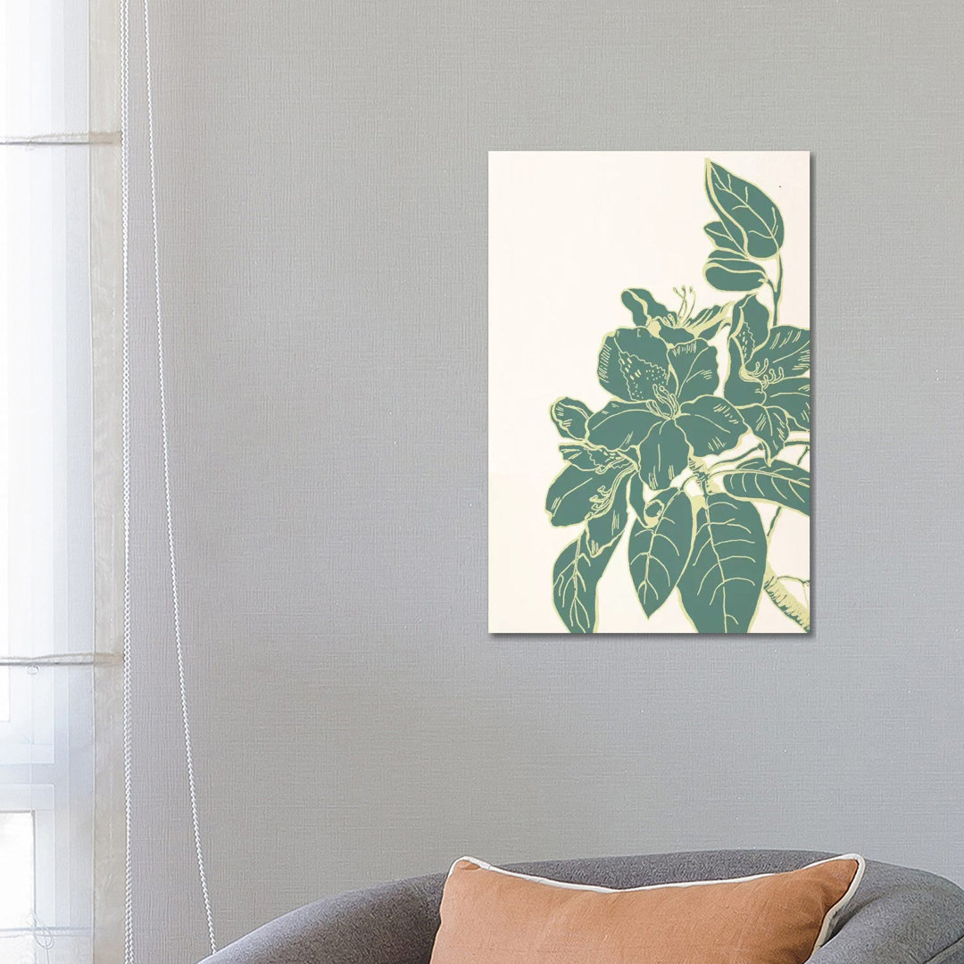 Flower & Leaves (Green) von 5by5collective - Galerie-verpackte Leinwand Giclée auf Leinwand