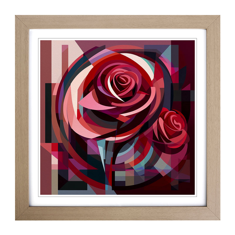 Rose Constructivism No.1 - Framed Print, Oak
