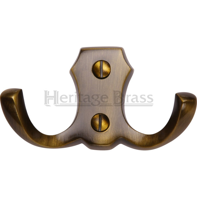 Heritage Brass Heritage Double Coat Hook, Antique Brass
