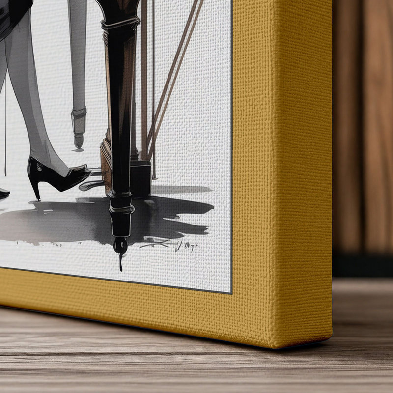 Passion at the Keys Modern 1 Piece Wrapped Canvas Wall Art, 24x16 - 61.0 x 40.6 cm, Ochre Border