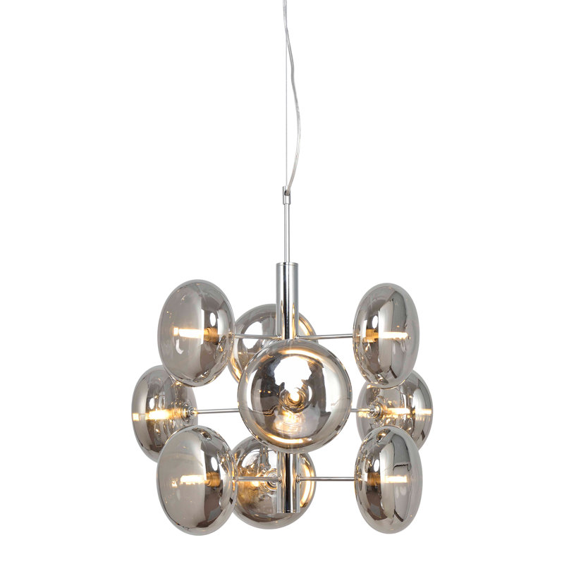Zachariah 9 - Light Crystal Jar Pendant, Chrome