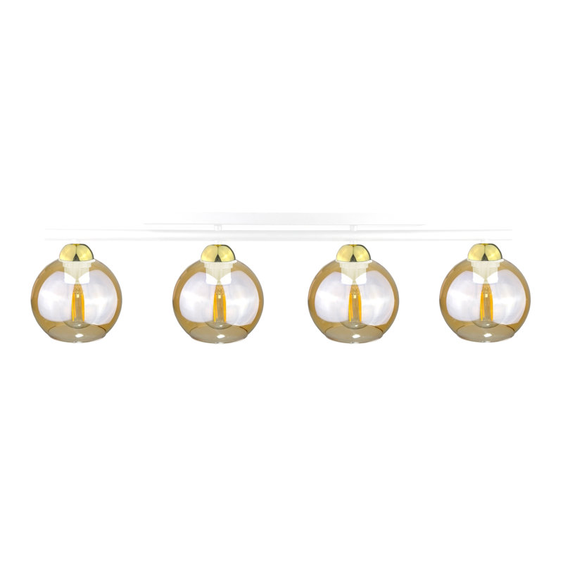 Bilha Glass Flush Mount, White/Gold