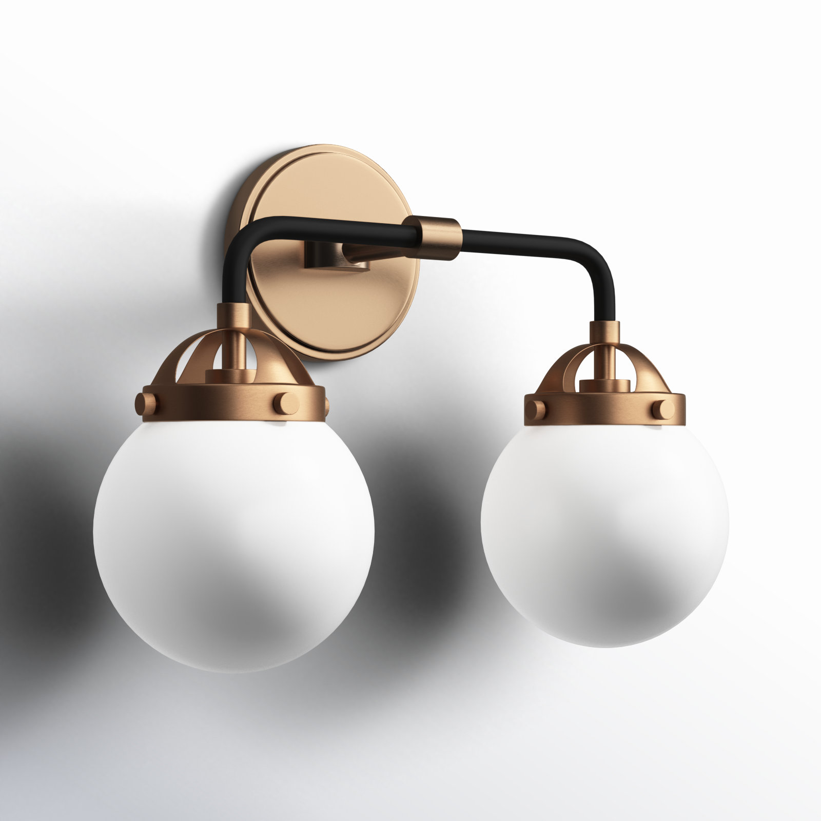 Newport 2-Light Steel Vanity Light, Satin Brass, No