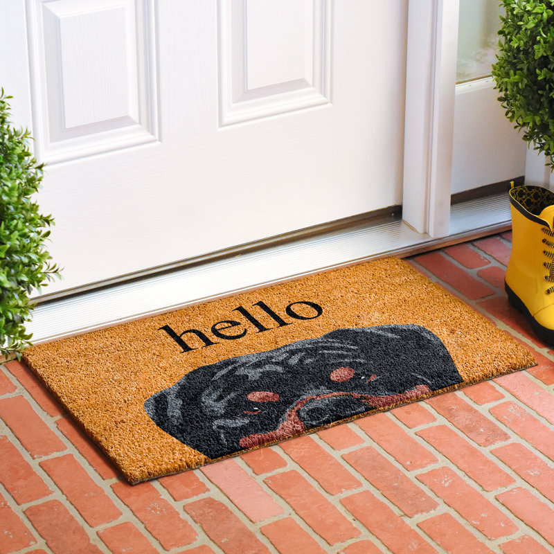 Tapis d'entrée / extérieur antidérapant Red Barrel Studio Rottweiler 29 po x 17 po