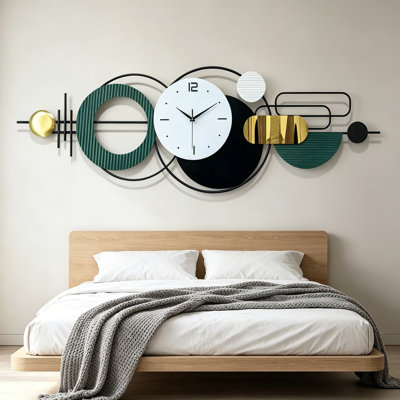 59 Inch Large Metal Wall Clock For Living Room, Battery Operated Silent Non-Ticking Modern Analog Clock For Bedroom, Office, Kitchen, Classroom, Home Decor