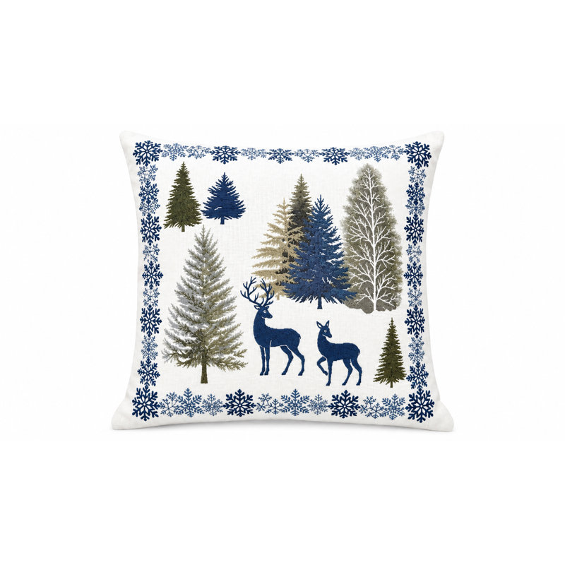 Frosted Pinescape Midnight Pillow Damask Throw Pillow