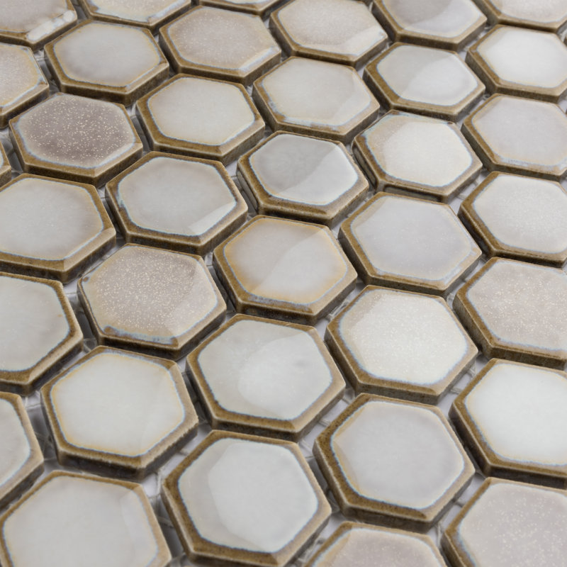 Carreau de mosaïque en porcelaine Merola, Gris colombe