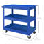 Chariot à outils roulant à 3 niveaux, capacité de 330 LBS, bleu