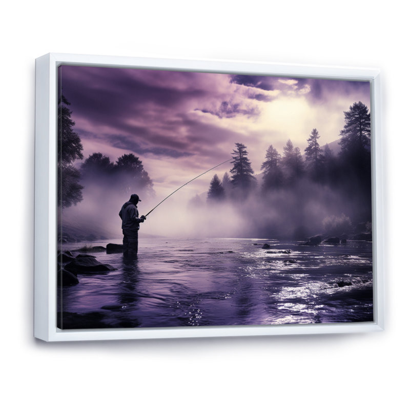 Pêche au lac II - Reproduction, H 12 po x l 20 po x P 1 po, Cadre flottant blanc