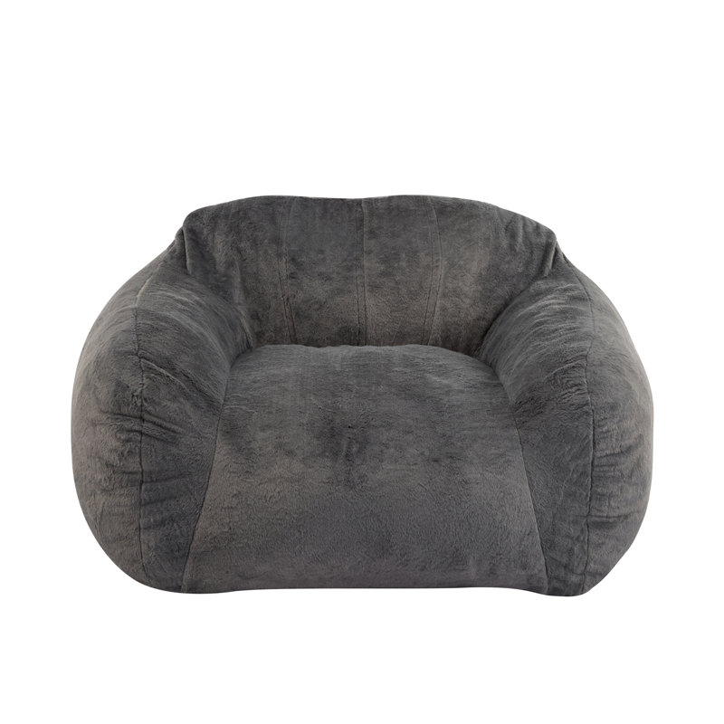 Fauteuil à billes d'intérieur, fausse fourrure grise