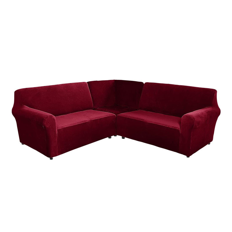 Housse pour canapé de coin Elastic, Rouge vin, H 38 po x l 58 po x P 43 po