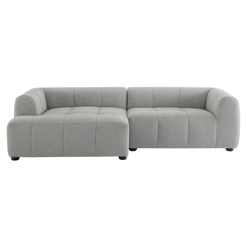 Liana Upholstered Fabric Modular Sofa With Chaise, Left Facing Hand, Pewter Fabric