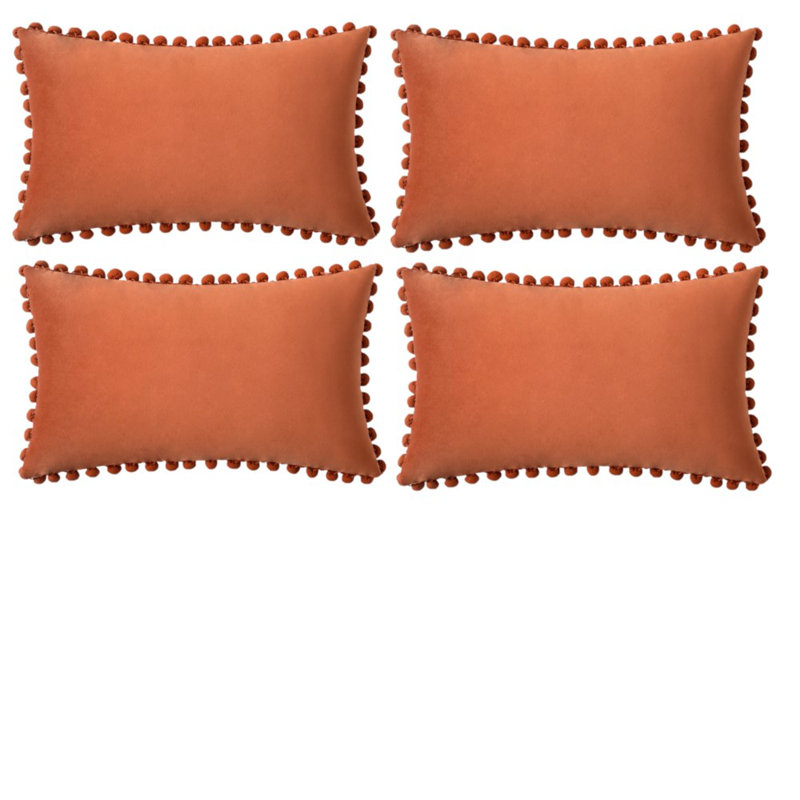 Housse de coussin en velours, Orange, Housse de coussin seulement - sans coussin, 14 po x 20 po