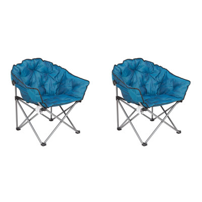 Fauteuil club d'extérieur pliable rembourré avec sac de transport Mac Sports, bleu / noir (paquet de 2)