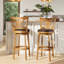 Swivel Upholstered and Faux Leather Bar Stool with Solid Wood Frame-380738467-380738468-380738472