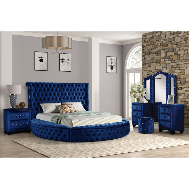Joccoaa King 3PC - noir, Noir, 3 pièces: lit, 2 tables de chevet, Très grand lit