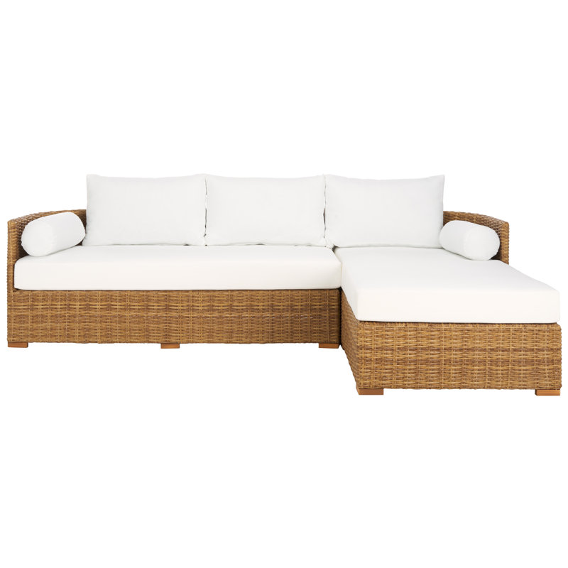 Anguilla Wicker Outdoor Chaise Sectional, Natural