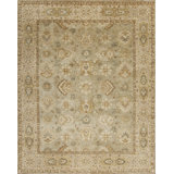 Notting Hill Hand Knotted Wool Area Rug in Sage/Beige