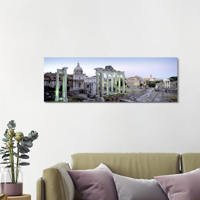 Ruins Of An Old Building, Rome, Italy - Wrapped Canvas Panoramic Print, 121.92 cm H x 40.64 cm W x 3.175 cm D