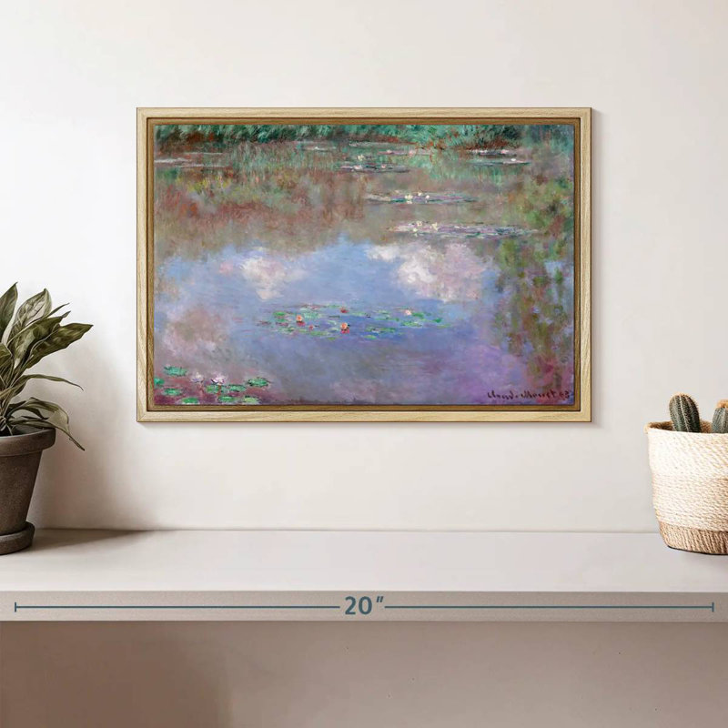 Nymphéas, nuages, 1903, Cadre flottant en bois naturel, 13 po x 9 po