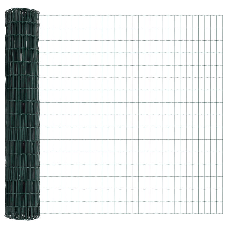 Galvanised Steel Border Fencing, Green, 140 x 1000 x 0.2 cm