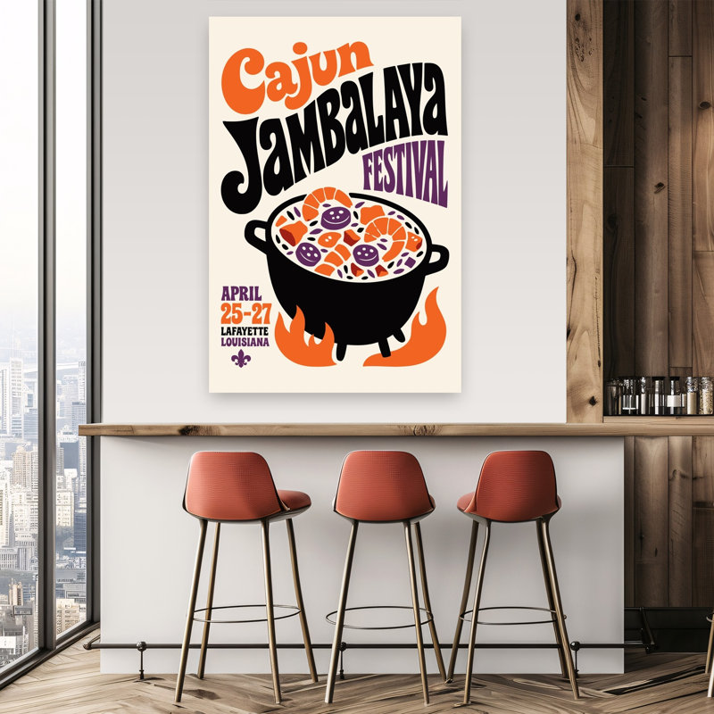 «Cajun Jambalaya Festival», impression murale rétro, H 60 po x l 40 po