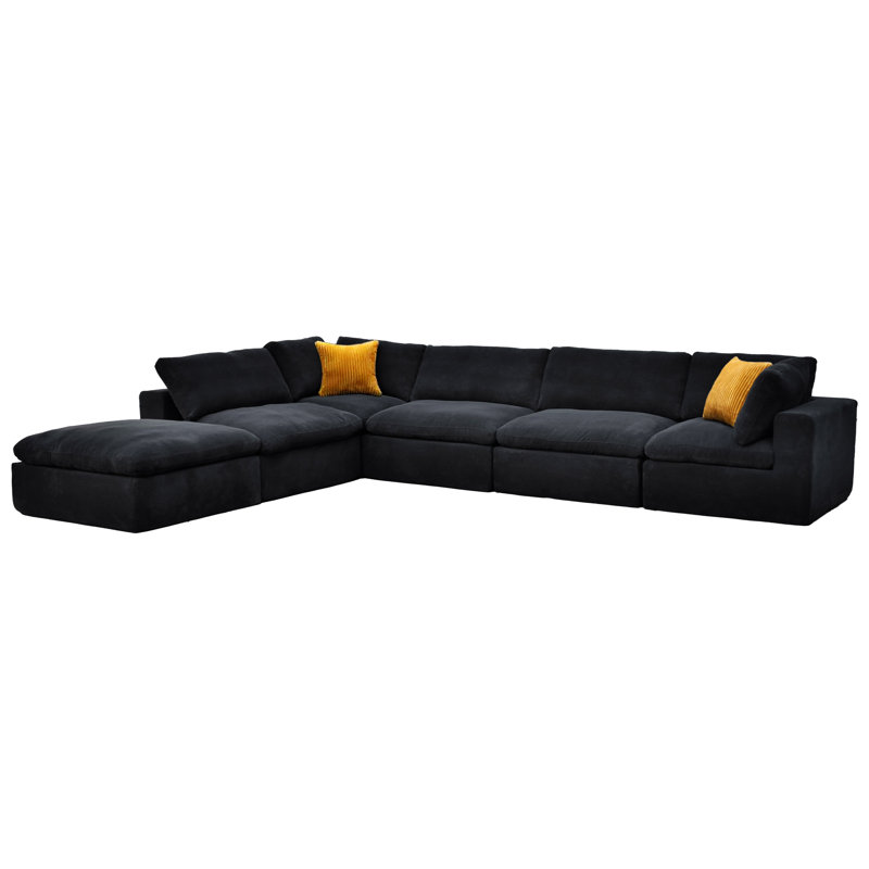 Grain de café modulaire entièrement rembourré avec coussins décoratifs, Gris