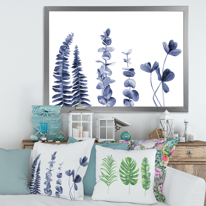 Eucalyptus I - reproduction d'art sur toile, H 16 po x l 32 po x p 1 po, Encadrement argenté