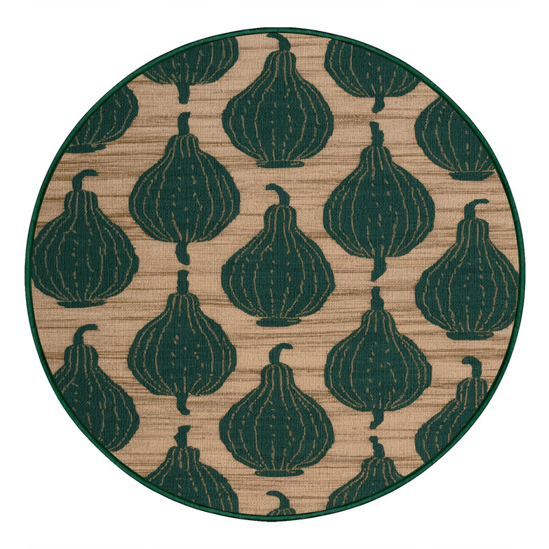  Washable Bottle Gourd Vegetables Area Rug, Rond 5 pi