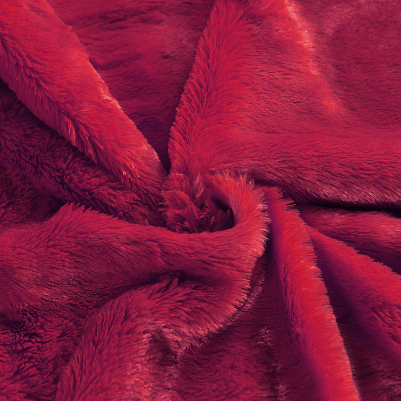 Plain Faux Fur Throw Blanket, Chili Pepper, 80" L x 60" W
