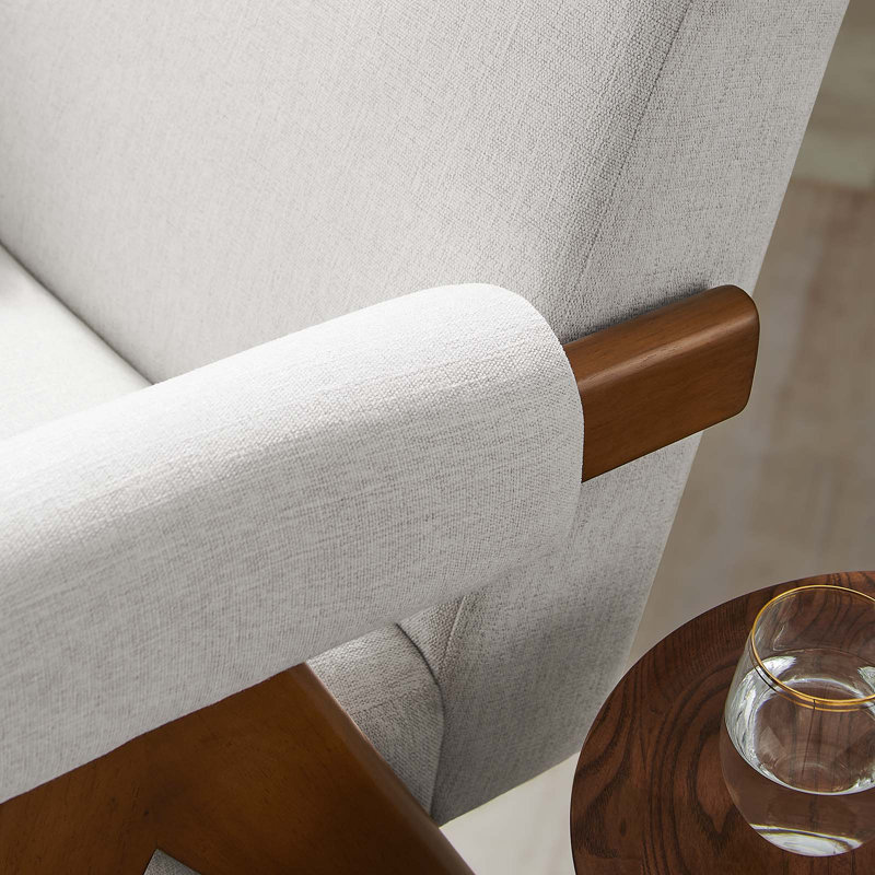 Lyra Fabric Armchair in Ivory Fabric, White 100% Polyester